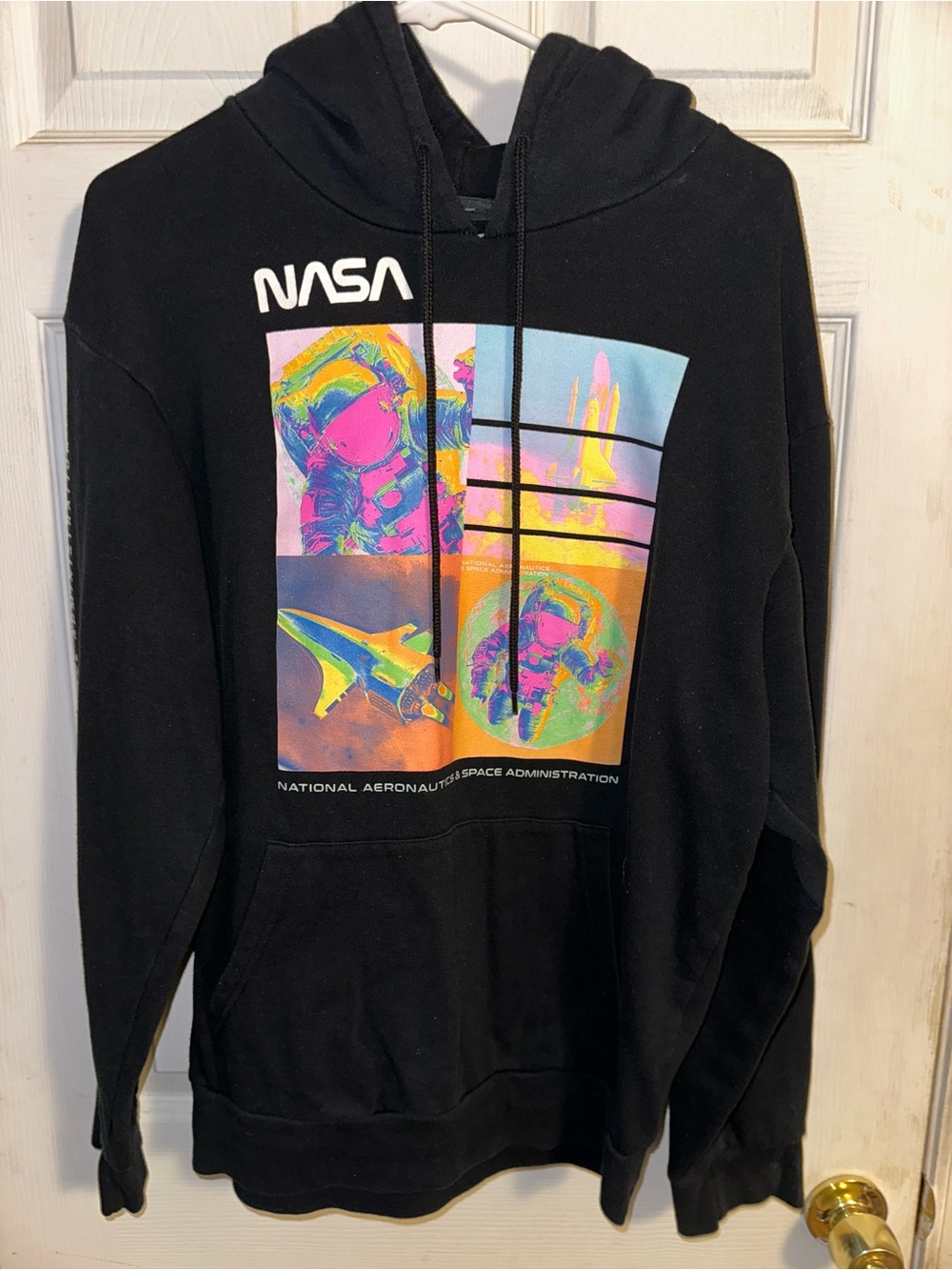 Black Graphic Hoodie - Vibrant Multi-Color Space Print